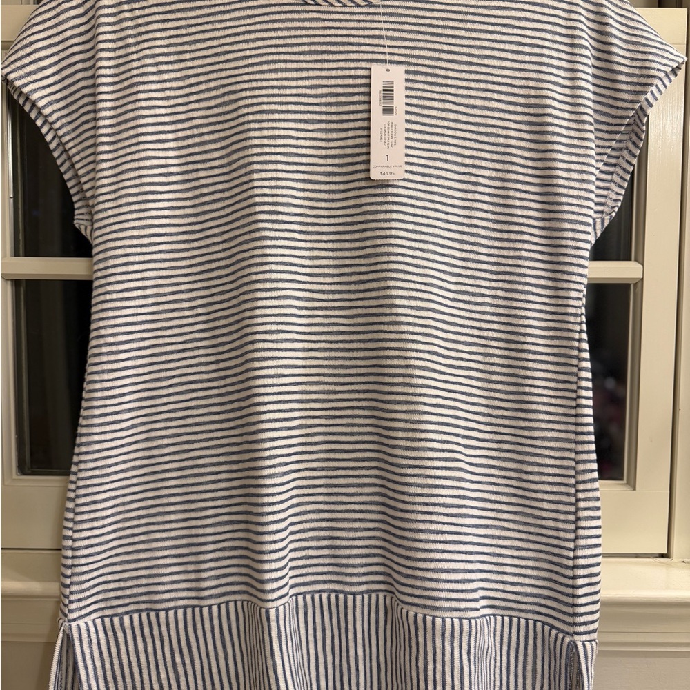 Chico's Navy and White Striped Tunic